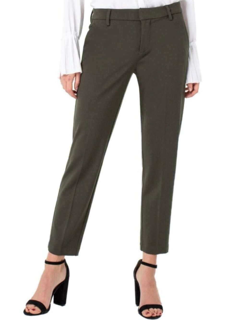 LIVERPOOL Women's EUC Kelsey Trouser Stretch Ponte Pant Olive Branch | Size 6/28